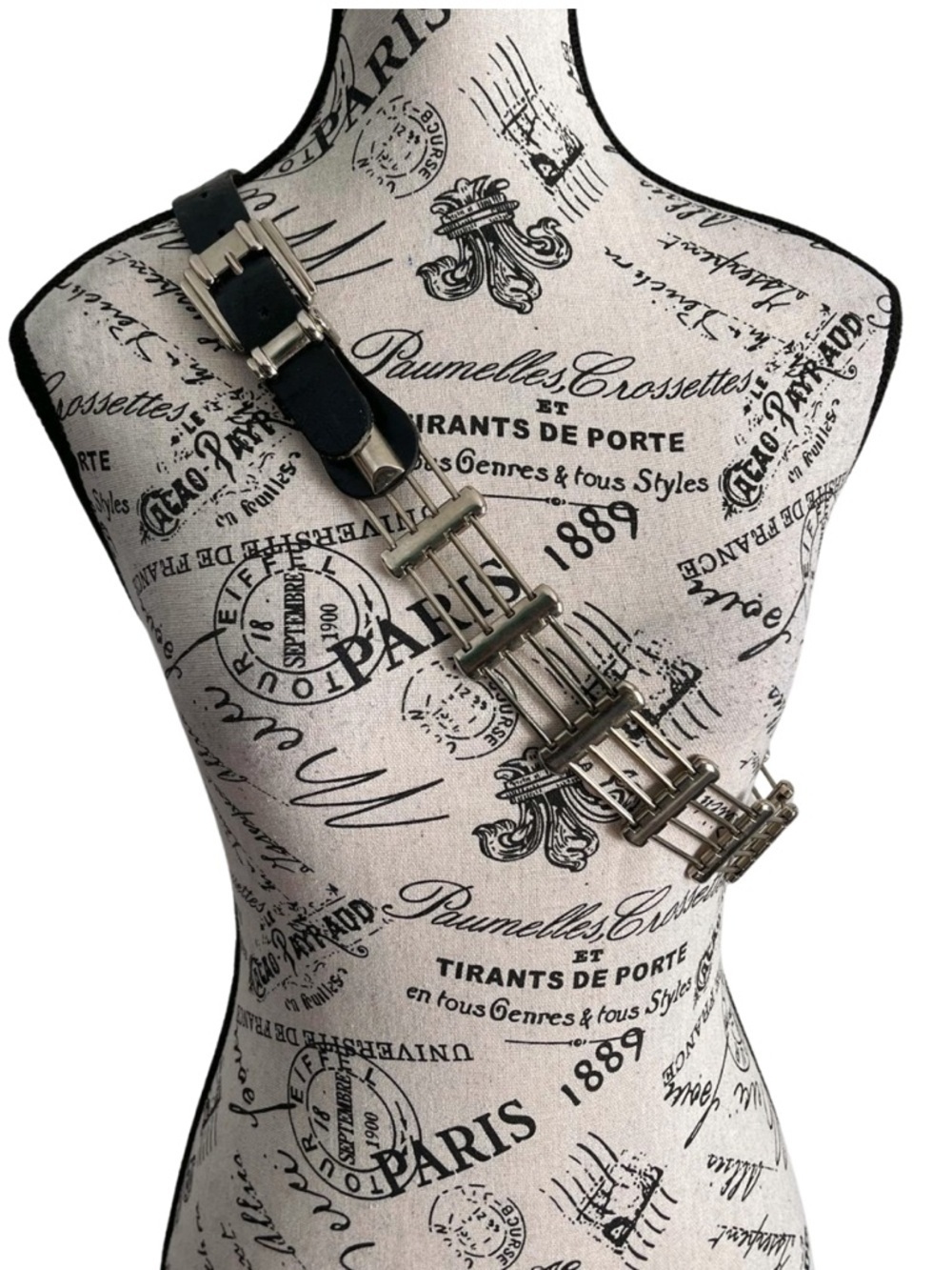 Vintage 90s Avant-Garde Metal Bar Statement Belt Industrial western goth